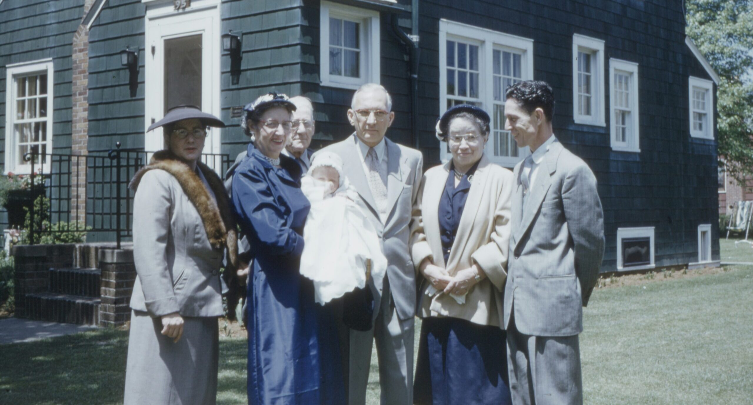 A photo of a family from decades ago.