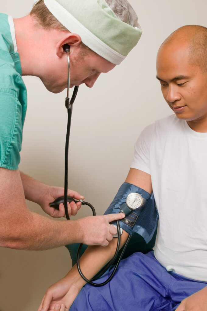 A man visits his doctor.