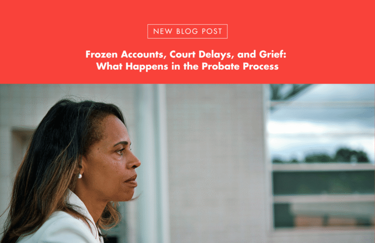 Professional woman in white blazer looking thoughtfully, red banner with blog post title above.