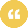 Yellow circular icon featuring white quotation marks in the center.