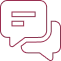 Icon depicting two overlapping speech bubbles in dark pink color on a transparent background.